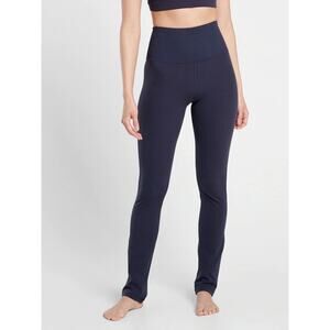 Athleta Studio Rib Skinny Pants Leggings Navy Blue Stretch Small Tall Athleisure